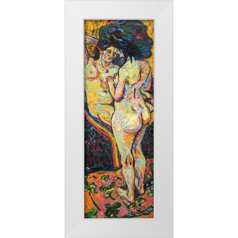 Two Nudes White Modern Wood Framed Art Print by Kirchner, Ernst Ludwig
