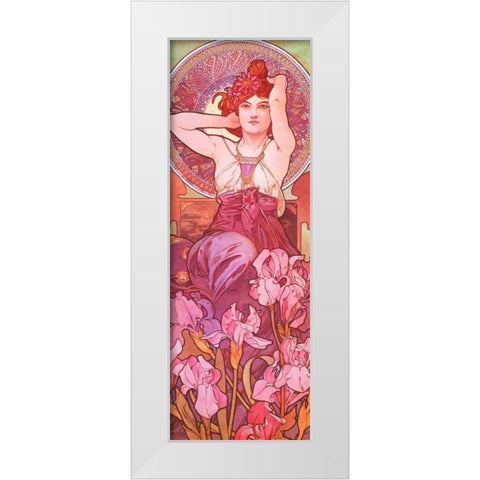 Amethyst White Modern Wood Framed Art Print by Mucha, Alphonse