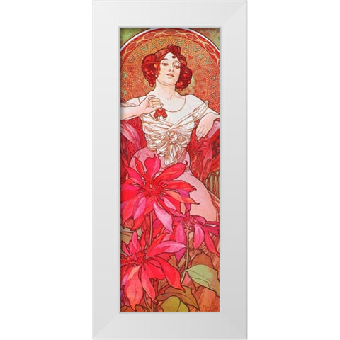 Ruby White Modern Wood Framed Art Print by Mucha, Alphonse