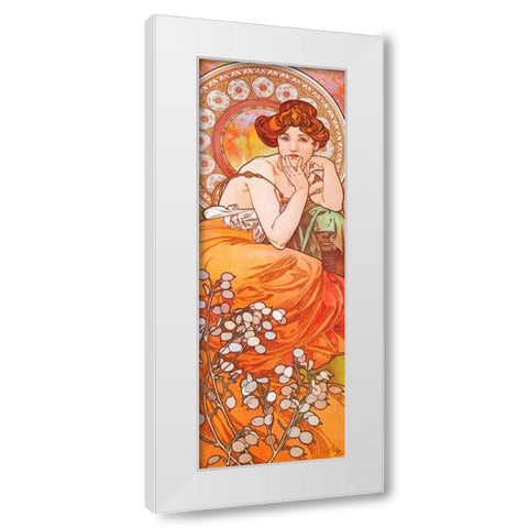 Topaz White Modern Wood Framed Art Print by Mucha, Alphonse