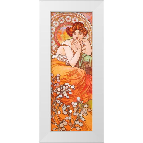 Topaz White Modern Wood Framed Art Print by Mucha, Alphonse