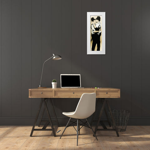 Trafalgar Street, Brighton (graffiti attributed to Banksy) White Modern Wood Framed Art Print by Anonymous (attributed to Banksy)