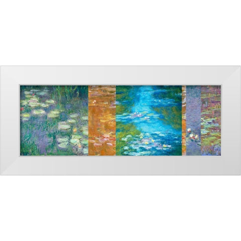 Waterlilies II White Modern Wood Framed Art Print by Monet, Claude