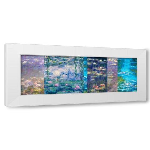 Waterlilies I White Modern Wood Framed Art Print by Monet, Claude