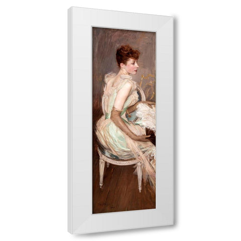 Ritratto della contessa de Leusse White Modern Wood Framed Art Print by Boldini, Giovanni