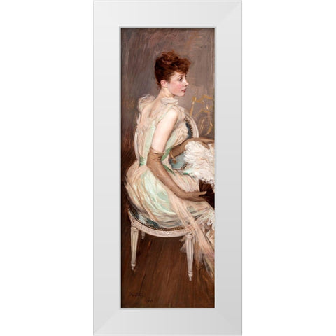 Ritratto della contessa de Leusse White Modern Wood Framed Art Print by Boldini, Giovanni
