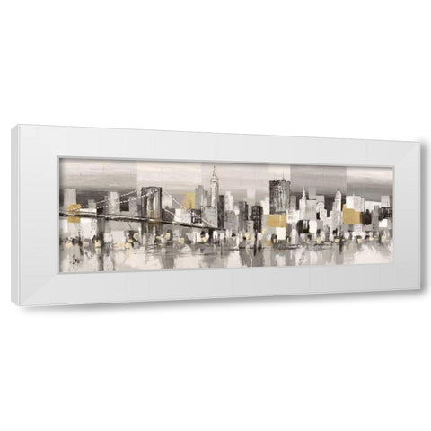 Manhattan and Brooklyn Bridge White Modern Wood Framed Art Print by Florio, Luigi