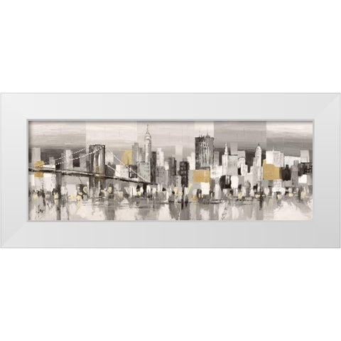 Manhattan and Brooklyn Bridge White Modern Wood Framed Art Print by Florio, Luigi