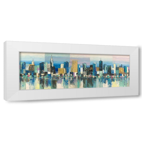 Manhattan Aqua White Modern Wood Framed Art Print by Florio, Luigi