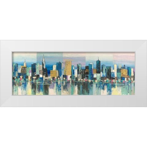 Manhattan Aqua White Modern Wood Framed Art Print by Florio, Luigi
