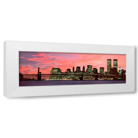 Manhattan at night White Modern Wood Framed Art Print by Berenholtz, Richard