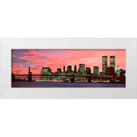 Manhattan at night White Modern Wood Framed Art Print by Berenholtz, Richard