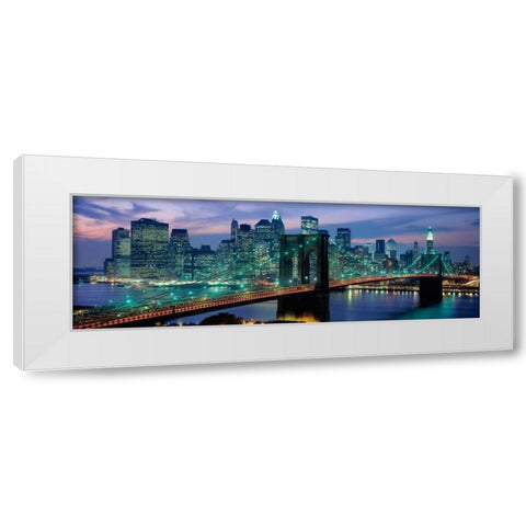 Brooklyn Bridge and Skyline White Modern Wood Framed Art Print by Berenholtz, Richard