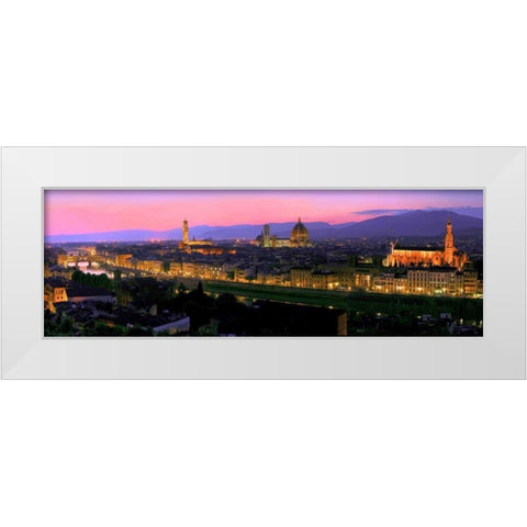 Florence at night White Modern Wood Framed Art Print by Ratsenskiy, Vadim