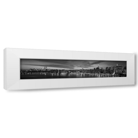 Manhattan Dusk White Modern Wood Framed Art Print by Berenholtz, Richard