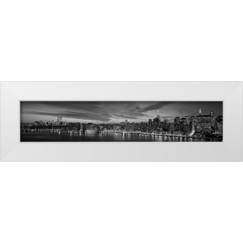 Manhattan Dusk White Modern Wood Framed Art Print by Berenholtz, Richard