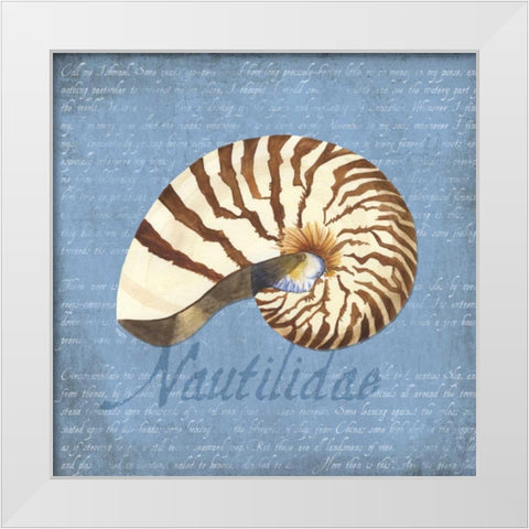Oceanum Shells Blue III White Modern Wood Framed Art Print by Reed, Tara
