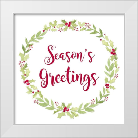 Be Joyful Seasons Greetings White Modern Wood Framed Art Print by Reed, Tara