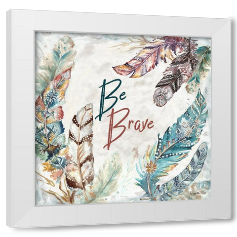 Tribal Feathers Square I White Modern Wood Framed Art Print by Tre Sorelle Studios