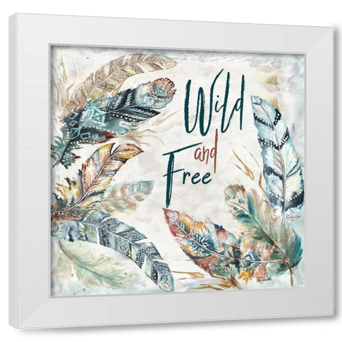 Tribal Feathers Square II White Modern Wood Framed Art Print by Tre Sorelle Studios