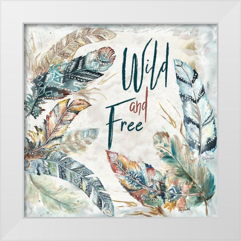 Tribal Feathers Square II White Modern Wood Framed Art Print by Tre Sorelle Studios