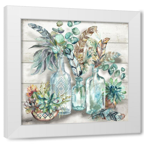 Tribal Feathers Still Life White Modern Wood Framed Art Print by Tre Sorelle Studios