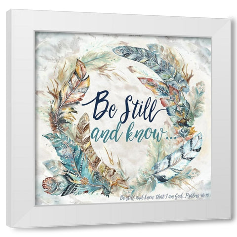 Tribal Feathers Wreath I White Modern Wood Framed Art Print by Tre Sorelle Studios