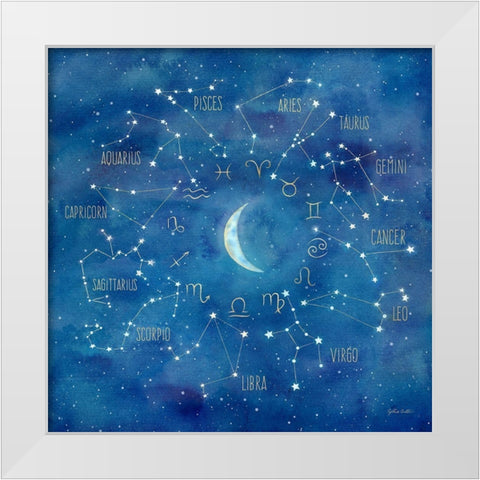 Star Sign with Moon Square White Modern Wood Framed Art Print by Coulter, Cynthia