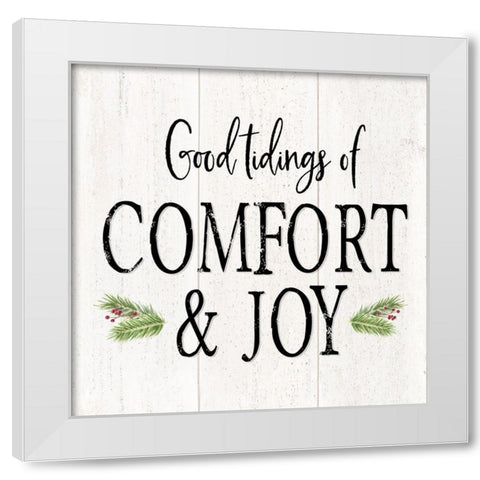 Peaceful Christmas II-Comfort and Joy black text White Modern Wood Framed Art Print by Reed, Tara