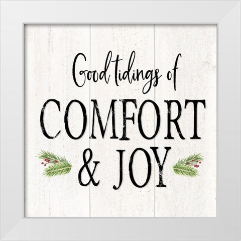 Peaceful Christmas II-Comfort and Joy black text White Modern Wood Framed Art Print by Reed, Tara