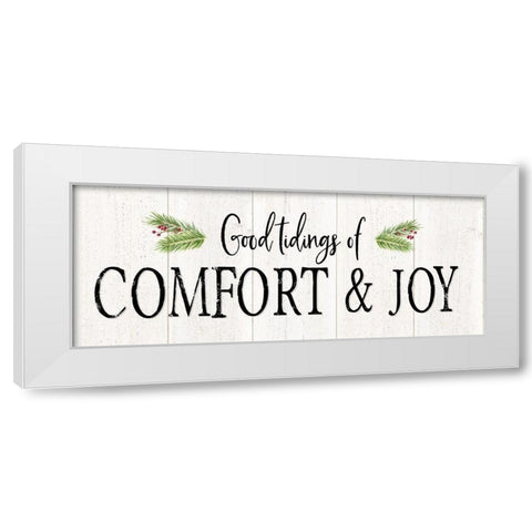 Peaceful Christmas-Comfort and Joy horiz black text White Modern Wood Framed Art Print by Reed, Tara