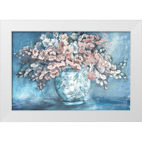 Cherry Blossoms in Chinoiserie Ginger Jar White Modern Wood Framed Art Print by Tre Sorelle Studios