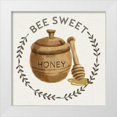 Bee Hive III-Bee Sweet White Modern Wood Framed Art Print by Bannarot