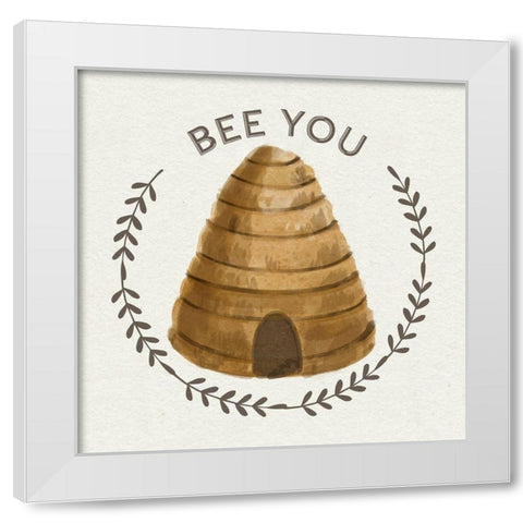 Bee Hive IV-Bee You White Modern Wood Framed Art Print by Bannarot