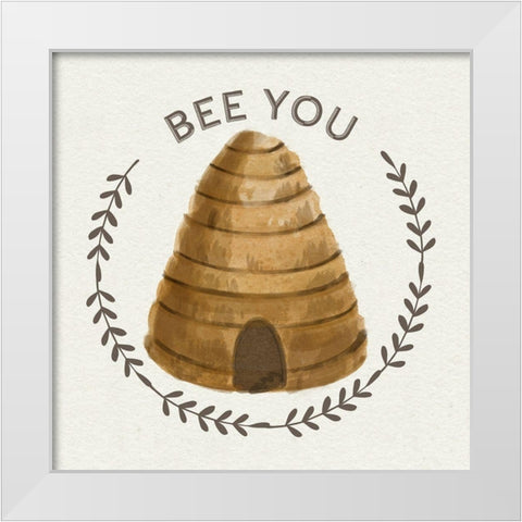 Bee Hive IV-Bee You White Modern Wood Framed Art Print by Bannarot