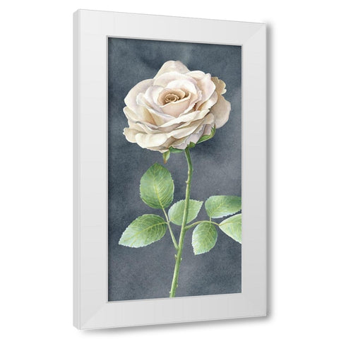 Ivory  Roses on gray panel I White Modern Wood Framed Art Print by Wilson, Kelsey