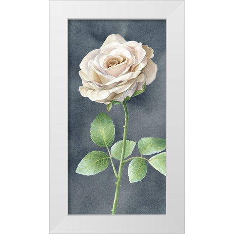 Ivory  Roses on gray panel I White Modern Wood Framed Art Print by Wilson, Kelsey