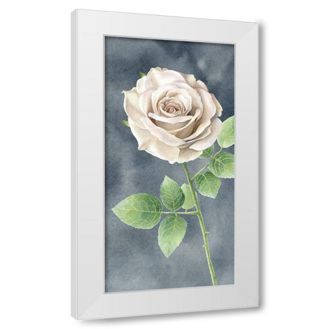 Ivory  Roses on gray panel II White Modern Wood Framed Art Print by Wilson, Kelsey