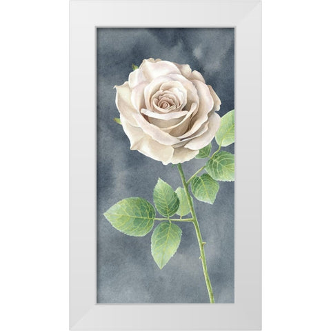 Ivory  Roses on gray panel II White Modern Wood Framed Art Print by Wilson, Kelsey