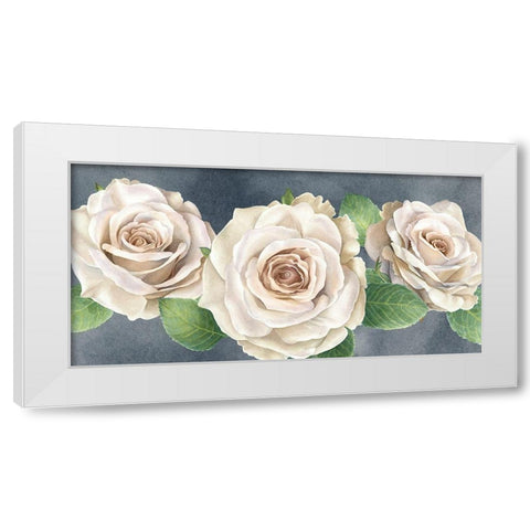 Ivory  Roses on gray landscape I White Modern Wood Framed Art Print by Wilson, Kelsey