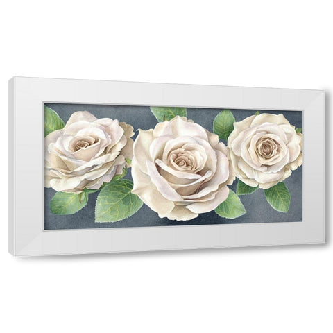 Ivory  Roses on gray landscape II White Modern Wood Framed Art Print by Wilson, Kelsey