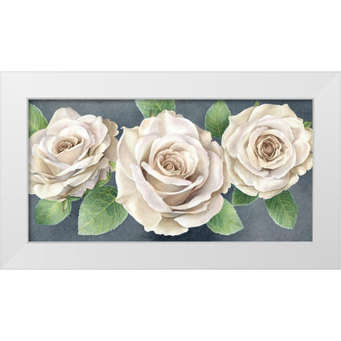 Ivory  Roses on gray landscape II White Modern Wood Framed Art Print by Wilson, Kelsey
