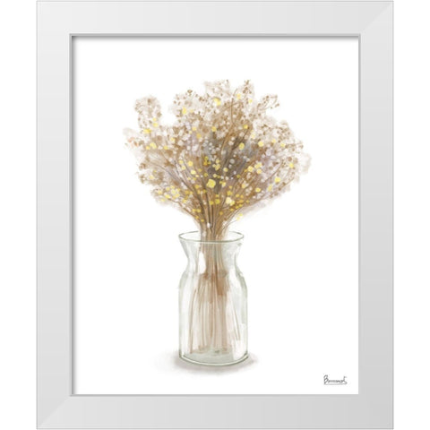 Dried Flower yellow II White Modern Wood Framed Art Print by Bannarot