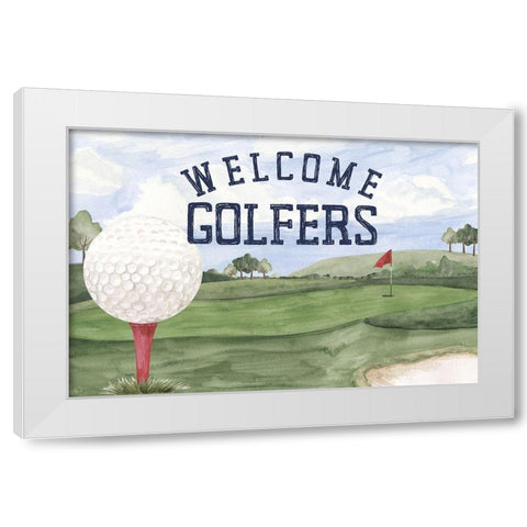 Golf Days neutral landscape I-Welcome White Modern Wood Framed Art Print by Reed, Tara