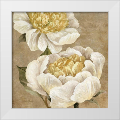 Up Close Cream Peony White Modern Wood Framed Art Print by Gladding, Pamela