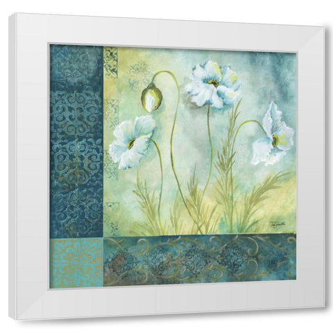 White Poppy Garden I White Modern Wood Framed Art Print by Tre Sorelle Studios