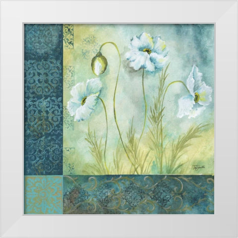 White Poppy Garden I White Modern Wood Framed Art Print by Tre Sorelle Studios