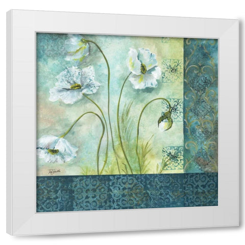 White Poppy Garden II White Modern Wood Framed Art Print by Tre Sorelle Studios