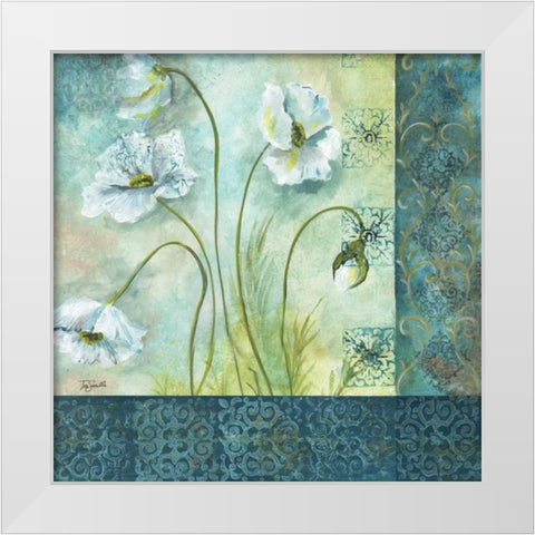 White Poppy Garden II White Modern Wood Framed Art Print by Tre Sorelle Studios