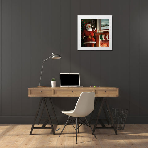 Christmas Eve Santa White Modern Wood Framed Art Print by Milan, Vittorio